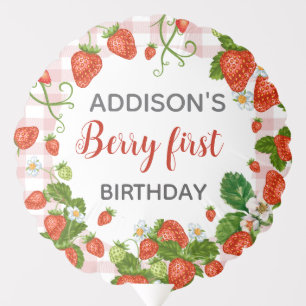 Berry First Strawberry 1st Birthday Party Custom Balloon