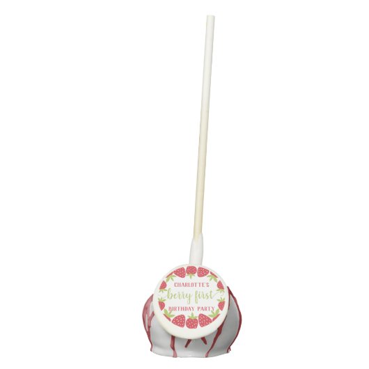  Berry First Strawberry 1st Birthday Party Custom Cake Pops (Front)
