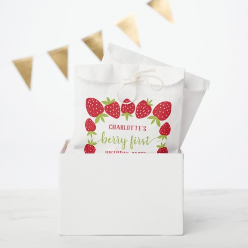  Berry First Strawberry 1st Birthday Party Custom Favor Bag