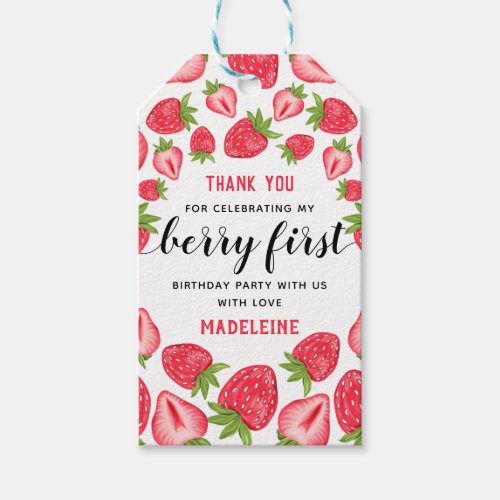 Berry First Strawberry 1st birthday Party Custom G Gift Tags