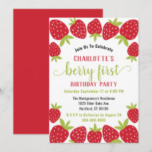 Berry First Strawberry 1st Birthday Party Custom