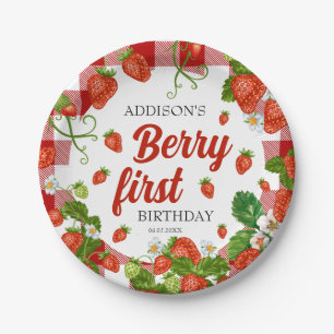 Berry First Strawberry 1st Birthday Party Custom Paper Plates
