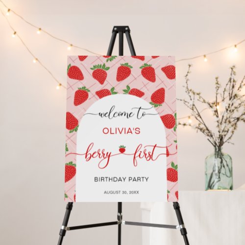 Berry First Strawberry 1st Birthday Party Foam Board