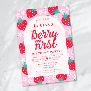 Berry First Strawberry 1st Birthday Party Invitation