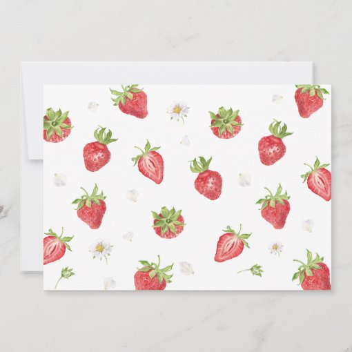 Berry First Strawberry 1st Birthday Photo Thank You Card 