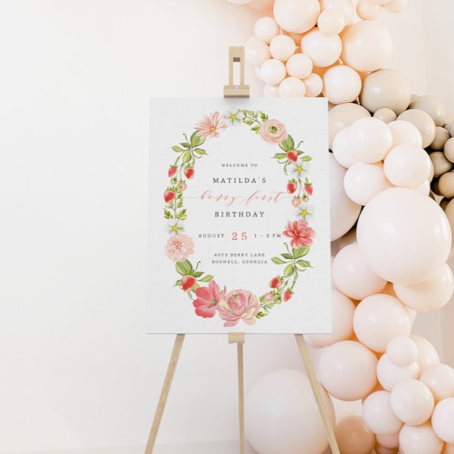 Berry First Strawberry 1st Birthday | Welcome Sign (Creator Uploaded)