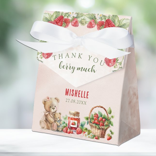Berry First Strawberry and Bear Birthday Favor Boxes (Creator Uploaded)