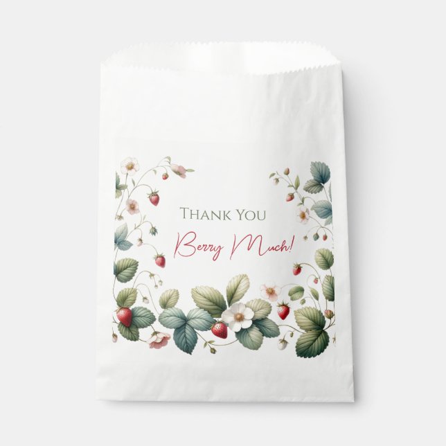 "Berry First" Strawberry Birthday Favor Bag (Front)
