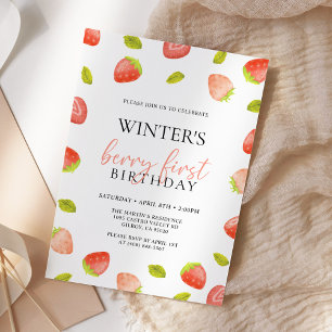 Berry First Strawberry Birthday Invitation