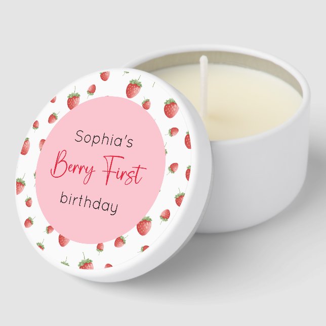Berry First Strawberry Birthday Mini Candle Favors (Corner)