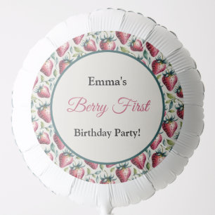Berry First Strawberry Birthday Name Party Balloon