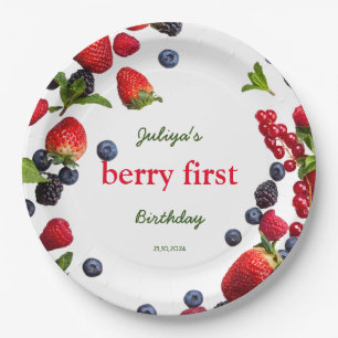  Berry First Strawberry birthday Paper Plates