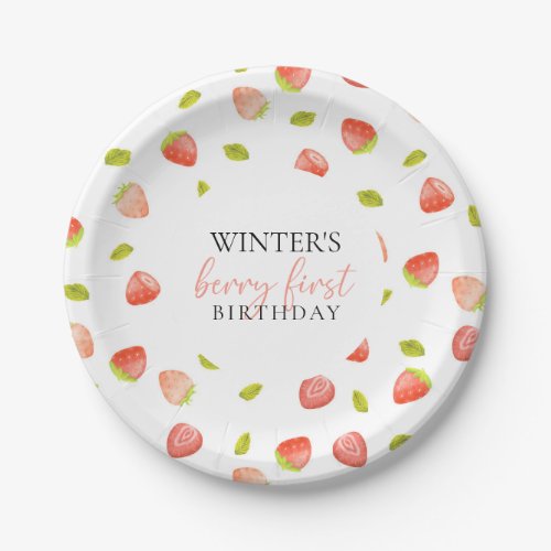 Berry First Strawberry Birthday Party Paper Plates