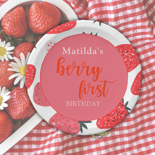 Berry First Strawberry Birthday Party Red Paper Plates