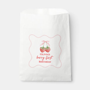 Berry first strawberry birthday Pink Bow Favor Bag