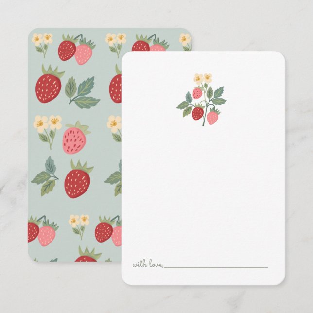 Berry First Strawberry Bouquet Birth Time Capsule  Thank You Card (Front/Back)