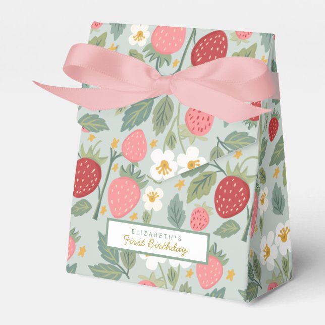 Berry first Strawberry Favor Boxes (Front Side)
