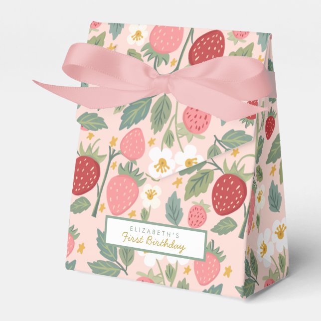 Berry first Strawberry Favor Boxes (Front Side)