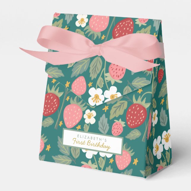Berry first Strawberry Favor Boxes (Front Side)