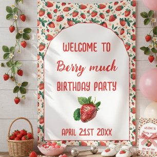 Berry First Strawberry Girl 1st Birthday Party Banner
