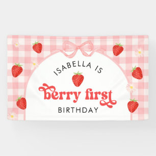 Berry First Strawberry Girl 1st Birthday Party Banner