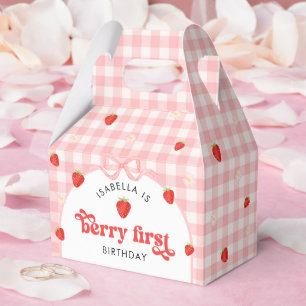 Berry First Strawberry Girl 1st Birthday Party Favor Boxes