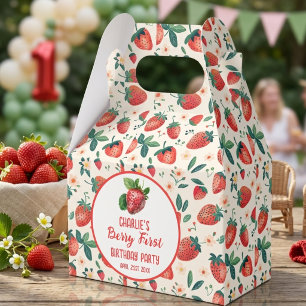 Berry First Strawberry Girl 1st Birthday Party  Favor Boxes
