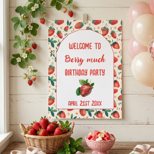 Berry First Strawberry Girl 1st Birthday Party Poster
