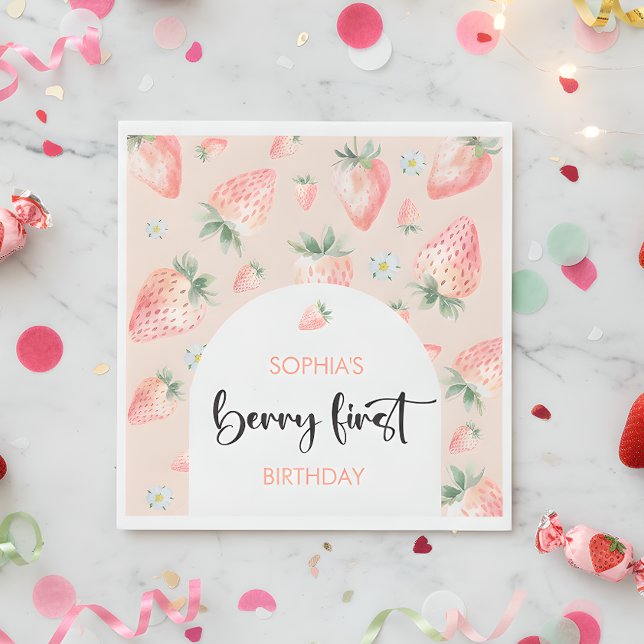 Berry first strawberry healthy kids birthday napkins (Creator Uploaded)
