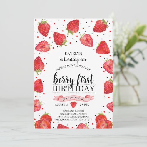 Berry First Strawberry Invitation