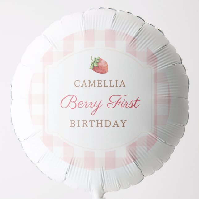 Berry First Strawberry Jam 1st Birthday Party Balloon (Front)