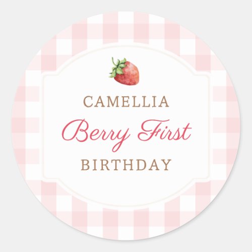 Berry First Strawberry Jam 1st Birthday Party Classic Round Sticker