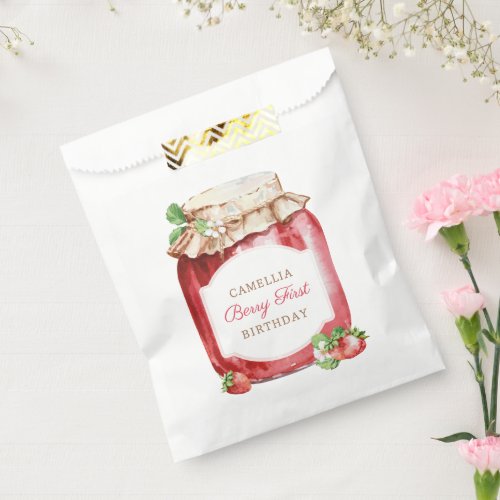 Berry First Strawberry Jam 1st Birthday Party Favor Bag
