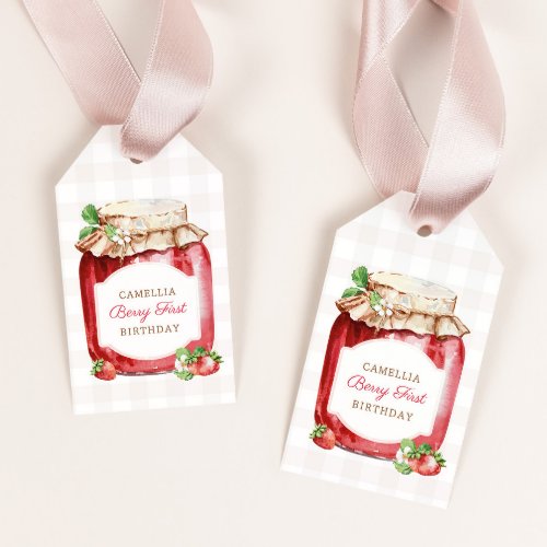 Berry First Strawberry Jam 1st Birthday Party Gift Tags