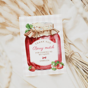 Berry First Strawberry Jam 1st Birthday Party Thank You Card