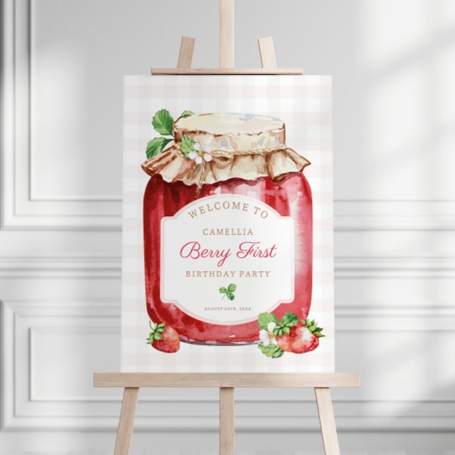 Berry First Strawberry Jam Birthday Welcome Sign (Creator Uploaded)