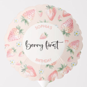 Berry first strawberry kids birthday balloon