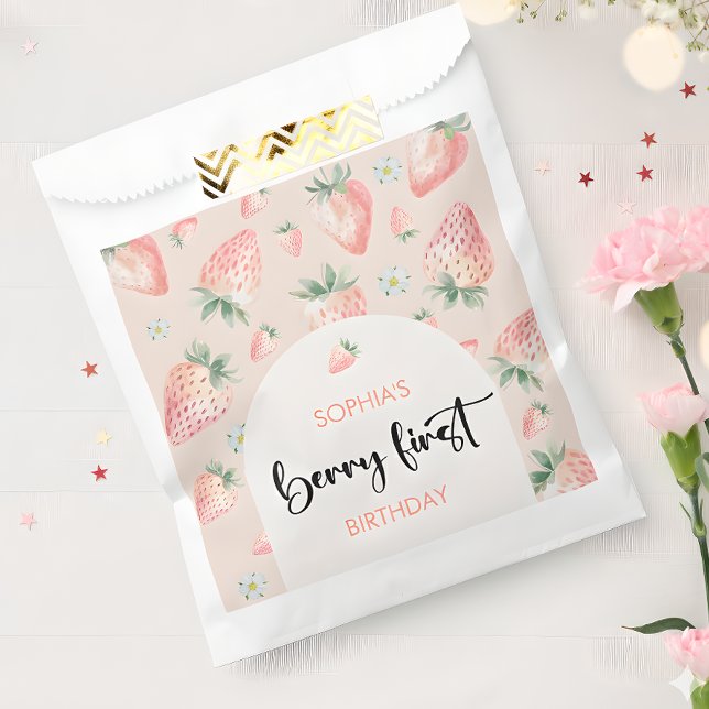 Berry first strawberry kids birthday favor bag (Creator Uploaded)