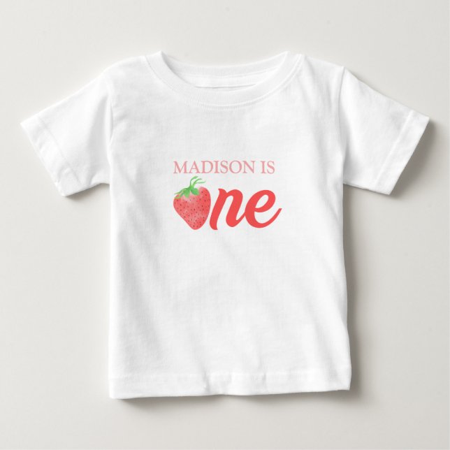Berry First Strawberry ONE 1st Birthday Party Baby T-Shirt (Front)
