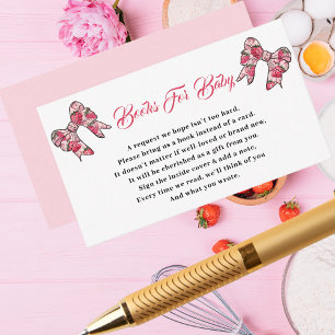 Berry First Strawberry Pink Bow 1st birthday Enclosure Card