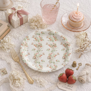 Berry Floral Butterfly First Birthday Paper Plates