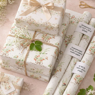 Berry Floral Vintage Gift Wrapping Paper Sheets