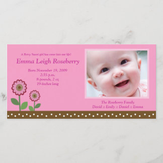 Berry Flower Garden 8x4 Photo Birth Announcement