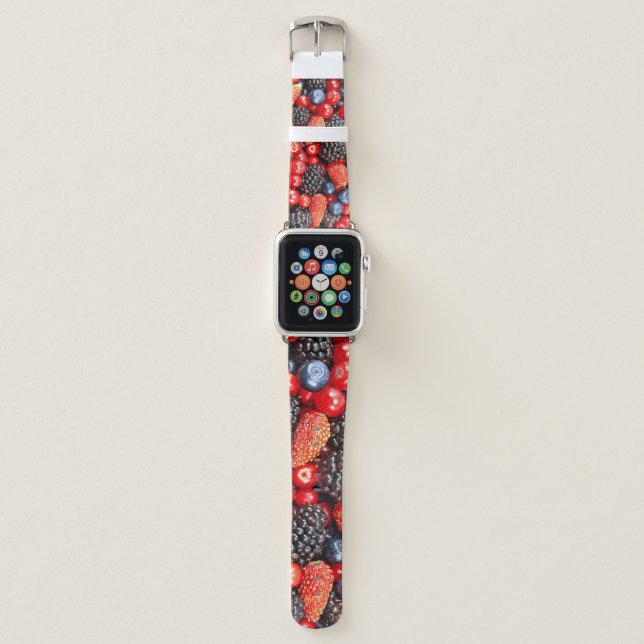 Berry-Fresh Background Mosaic Apple Watch Band (Front)