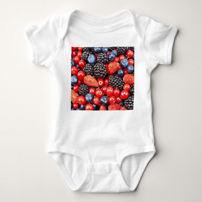 Berry-Fresh Background Mosaic Baby Bodysuit (Front)
