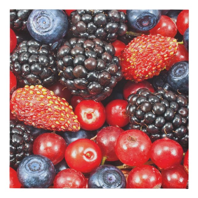 Berry-Fresh Background Mosaic Faux Canvas Print (Front)