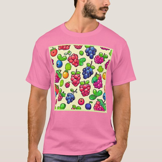 Berry Fruit Pattern Design T-Shirt (Front)