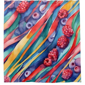Berry Fruits and Fresh Colorful Stripes