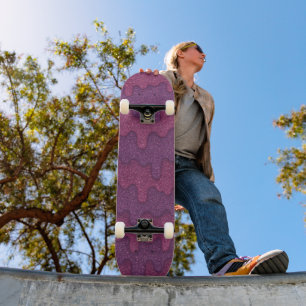 Berry Glitter Drip Dark Purple & Pink Melting Skateboard