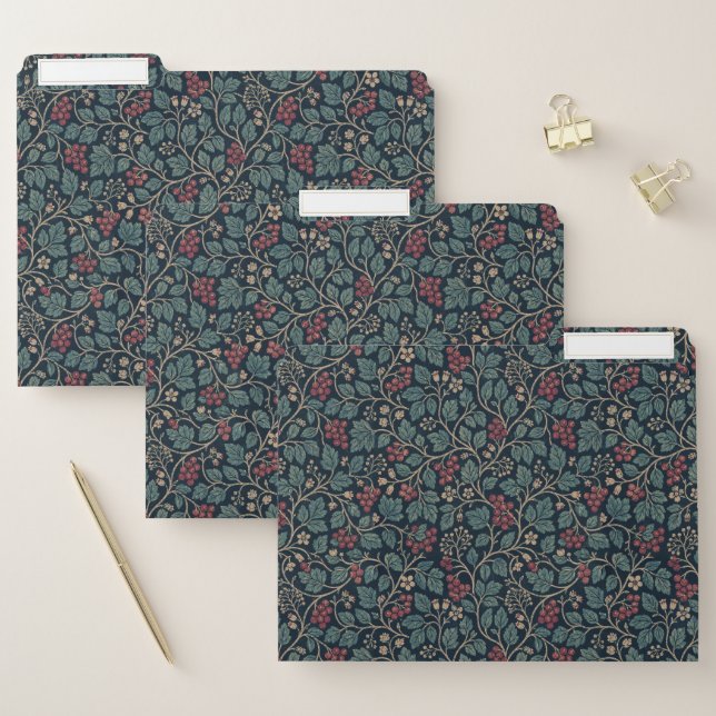 Berry Green Leaf  File Folder (Set)